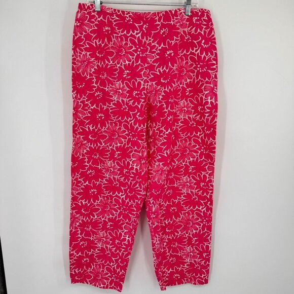 Talbots Women’s Size 16 Pink Floral Print Cotton Pants ankle new - Picture 2 of 13